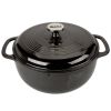 Round 6-Quart Black Enamel Cast Iron Dutch Oven with Lid