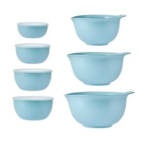 7-Piece Plastic Nesting Mixing Bowl Set and Prep Bowls with Lids, Mineral Water