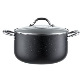 Aluminum Stock Pot, 6-Quart Nonstick Ceramic Coated Pot with Glass Lid, PFOA-Free, PFAS-Free, Compatible with Gas Stoves, Induction Cooktops