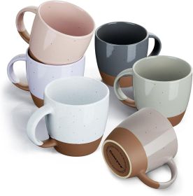 Morandi Color Ceramic Coffee Mugs Set of 6 (Large),18 oz Coffee Cups with Handle, Latte Mug, Big Mug for Women, Men, Great for Tea Hot Chocolate