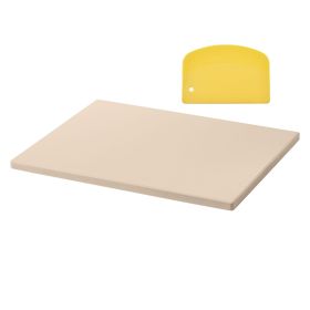 Pizza Stone, 15 x 12 in Rectangular Cordierite Pizza Stone, Extra Large Baking-Stone with Scraper, 0.6 in Thick Heat-Resistant Cordierite