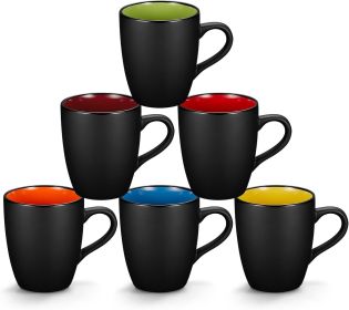 6 Pack Porcelain Coffee Mugs Set, 12 Ounces Ceramic Coffee Mugs, Matte Black Coffee Mug, Restaurant Cups for Coffee, Tea, Cappuccino, Cocoa, Cere