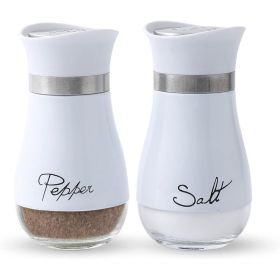 Salt And Pepper Shakers Set - Salt Containers For Gifts, Kitchen Decor, Home, RV, Camp, BBQ, 4 Oz Farmhouse Spice Dispenser With Glass Bottom, Se (Option: White)
