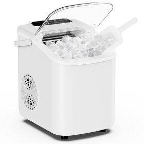 Desktop ice maker, with movable handle, can produce 9 ice balls in 6 to 8 minutes, equipped with a basket and a spoon (Color: White)